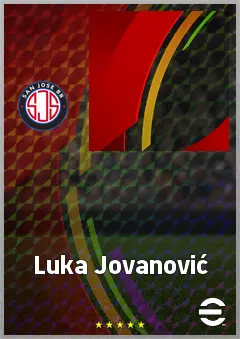 Luka Jovanović eFootball 2026 player card, 67 OVR CF