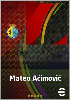Mateo Aćimović eFootball 2026 player card, 63 OVR AMF