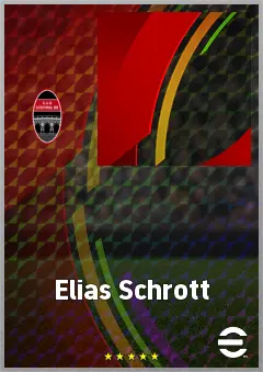 Elias Schrott eFootball 2026 player card, 62 OVR CMF