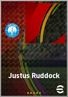 Justus Ruddock eFootball 2026 player card, 57 OVR LMF