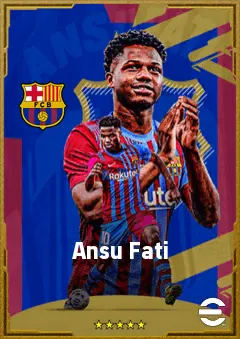 Ansu Fati eFootball 2026 player card, 84 OVR LWF