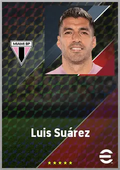 Luis Suárez eFootball 2026 player card, 77 OVR CF