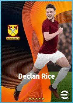Declan Rice eFootball 2026 player card, 89 OVR DMF