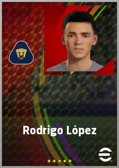Rodrigo López eFootball 2026 player card, 76 OVR RMF
