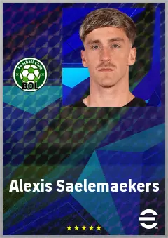 Alexis Saelemaekers eFootball 2026 player card, 81 OVR RMF