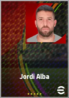 Jordi Alba eFootball 2026 player card, 77 OVR LB