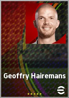 Geoffry Hairemans eFootball 2026 player card, 69 OVR RWF