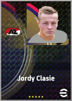 Jordy Clasie eFootball 2026 player card, 72 OVR DMF