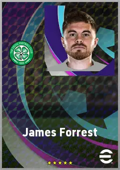 James Forrest eFootball 2026 player card, 72 OVR RWF