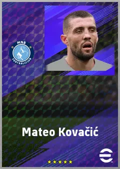 Mateo Kovačić eFootball 2026 player card, 77 OVR CMF