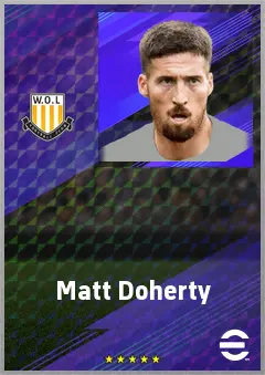 Matt Doherty eFootball 2026 player card, 75 OVR RB