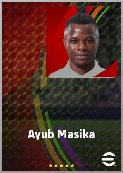 Ayub Masika eFootball 2026 player card, 70 OVR LWF