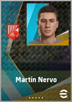 Martín Nervo eFootball 2026 player card, 72 OVR CB