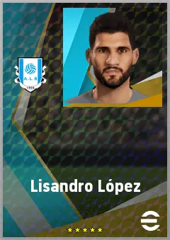 Lisandro López eFootball 2026 player card, 75 OVR CB