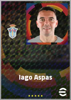 Iago Aspas eFootball 2026 player card, 77 OVR CF