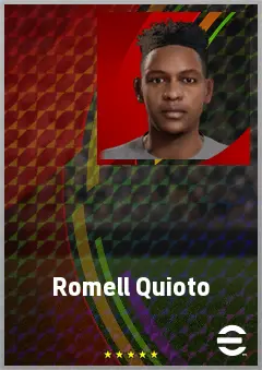 Romell Quioto eFootball 2026 player card, 71 OVR CF
