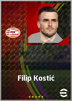 Filip Kostić eFootball 2026 player card, 74 OVR LMF