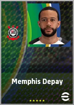 Memphis Depay eFootball 2026 player card, 77 OVR CF
