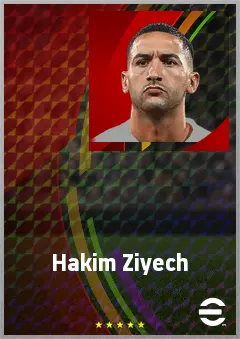 Hakim Ziyech eFootball 2026 player card, 74 OVR RWF