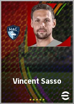 Vincent Sasso eFootball 2026 player card, 72 OVR CB