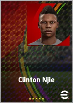 Clinton Njie eFootball 2026 player card, 70 OVR RWF