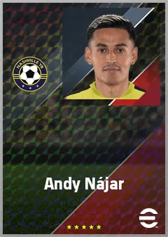 Andy Nájar eFootball 2026 player card, 72 OVR RB