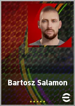 Bartosz Salamon eFootball 2026 player card, 72 OVR CB