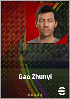 Gao Zhunyi eFootball 2026 player card, 70 OVR CB