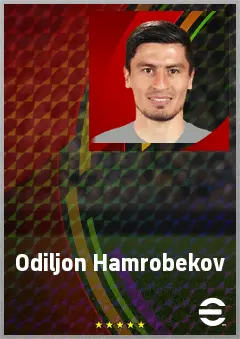 Odiljon Hamrobekov eFootball 2026 player card, 71 OVR DMF