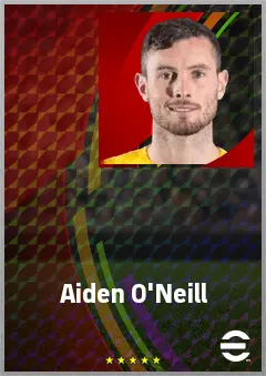 Aiden O'Neill eFootball 2026 player card, 70 OVR DMF