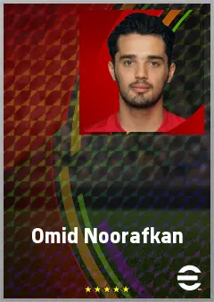Omid Noorafkan eFootball 2026 player card, 70 OVR LB