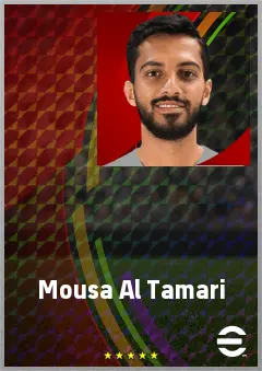 Mousa Al Tamari eFootball 2026 player card, 72 OVR RMF