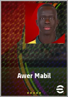 Awer Mabil eFootball 2026 player card, 71 OVR LWF