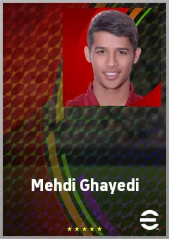 Mehdi Ghayedi eFootball 2026 player card, 72 OVR LWF