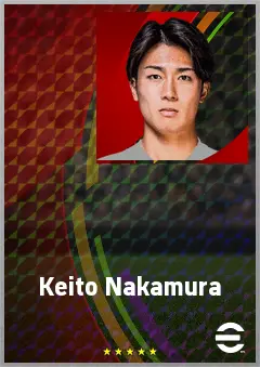 Nakamura Keito eFootball 2026 player card, 73 OVR LWF