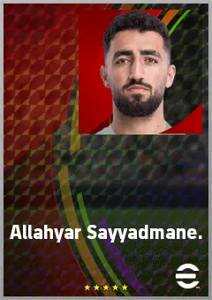 Allahyar Sayyadmane. eFootball 2026 player card, 71 OVR LWF