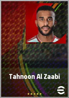 Tahnoon Al Zaabi eFootball 2026 player card, 68 OVR RMF