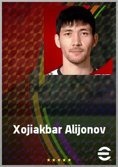 Xojiakbar Alijonov eFootball 2026 player card, 70 OVR RB