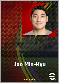 Joo Min-Kyu eFootball 2026 player card, 72 OVR CF