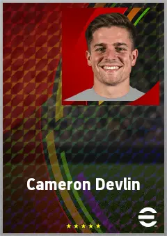 Cameron Devlin eFootball 2026 player card, 70 OVR DMF