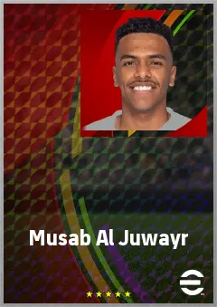 Musab Al Juwayr eFootball 2026 player card, 67 OVR CMF