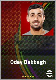 Oday Dabbagh eFootball 2026 player card, 72 OVR CF
