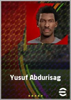 Yusuf Abdurisag eFootball 2026 player card, 65 OVR CMF
