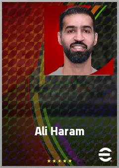 Ali Haram eFootball 2026 player card, 68 OVR DMF