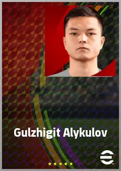 Gulzhigit Alykulov eFootball 2026 player card, 68 OVR LWF