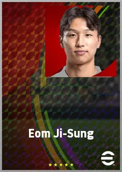 Eom Ji-Sung eFootball 2026 player card, 70 OVR LWF