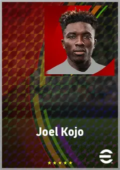 Joel Kojo eFootball 2026 player card, 66 OVR CF