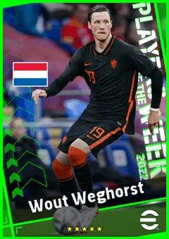 Wout Weghorst eFootball 2026 player card, 91 OVR CF