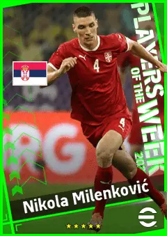 Nikola Milenković eFootball 2026 player card, 90 OVR CB