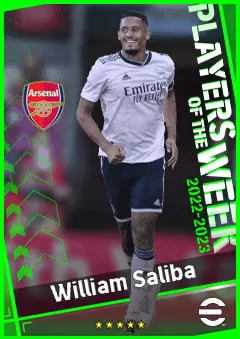 William Saliba eFootball 2026 player card, 92 OVR CB